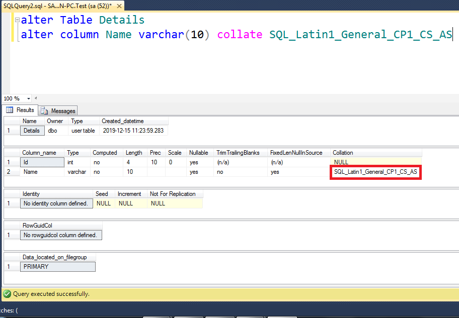 Collate sql