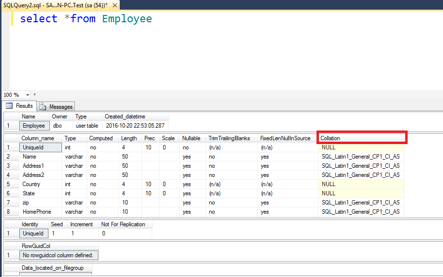 Collate sql clause initially