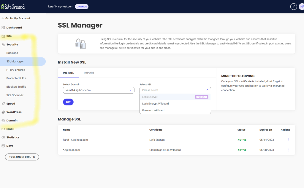 Siteground ssl