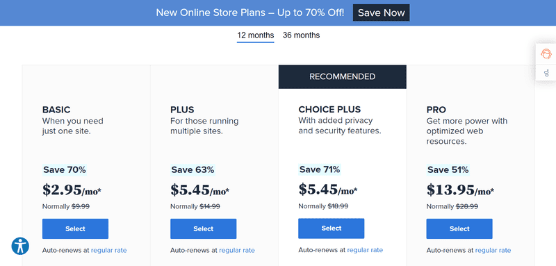 Bluehost domain renewal price