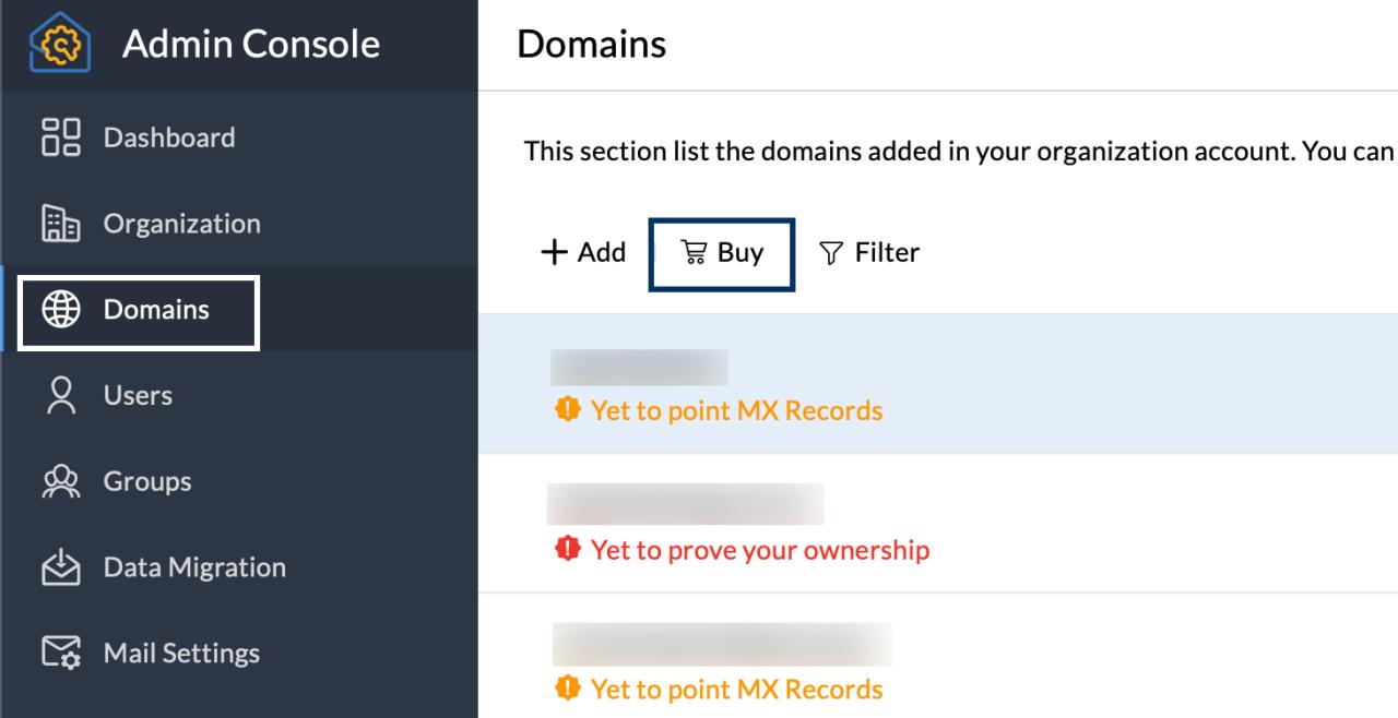 Zoho domain registration