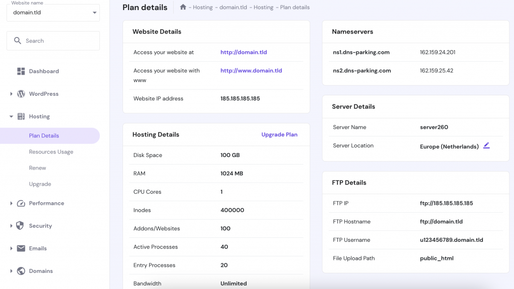 Hostinger hpanel