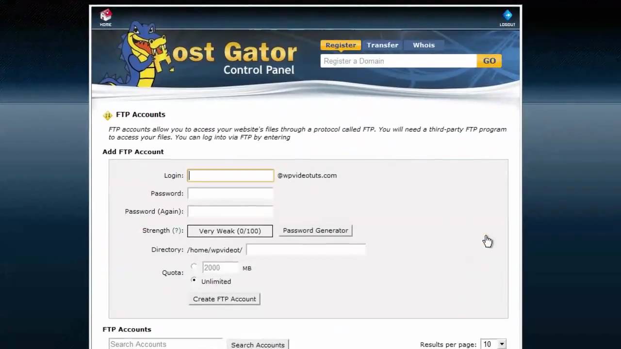 Hostgator ftp