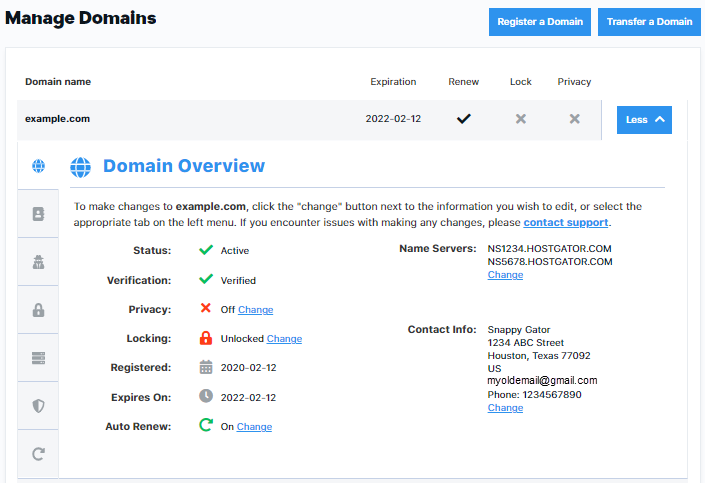 Hostgator domain